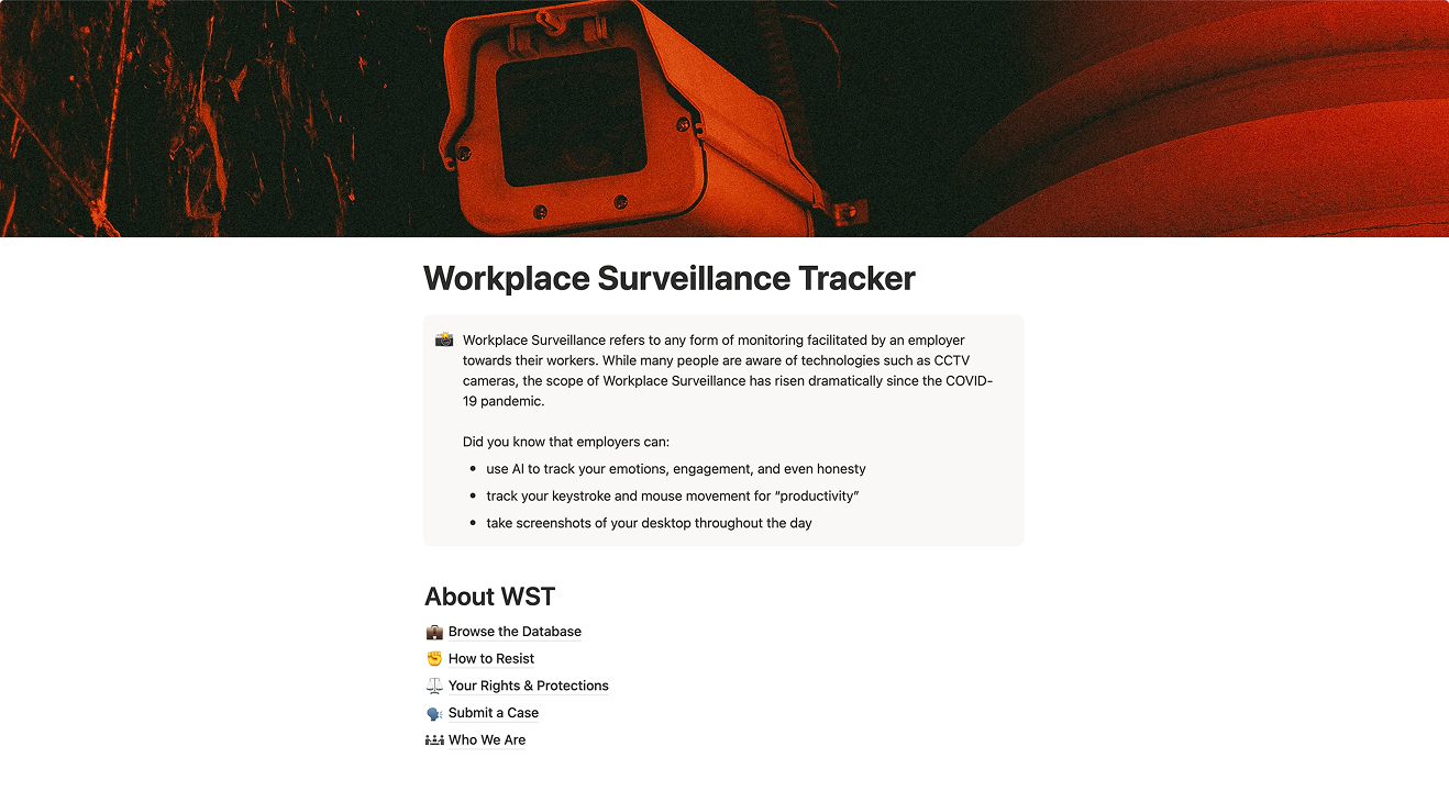 Workplace Surveillance Tracker